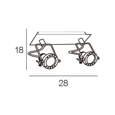 Réglette 2 spots GU10 Zack noir 2x50W - COREP