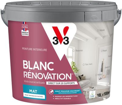 Peinture de rénovation multi-supports 2 en 1 blanc mat 10 l - V33