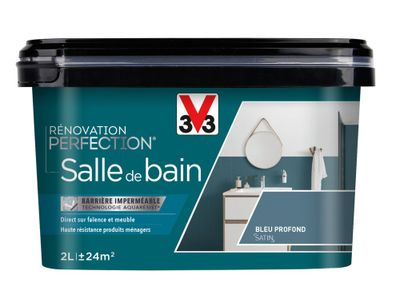 Peinture de rénovation pour salle de bain bleu profond finition satinée 2L - V33