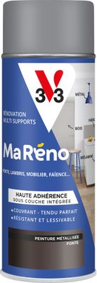 Peinture de rénovation multi- V33supports MaRéno fonte finition métallisée 400 mL - V33
