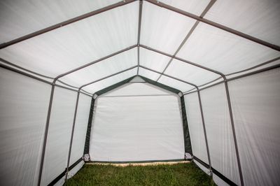 Abri jardin en toile renforcée verte avec toit 2 pentes 18,60 m², Livraison à domicile incluse - HABRITA