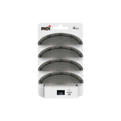 Poignée de meuble coquille vieil argent entraxe 64 mm par 4 REI