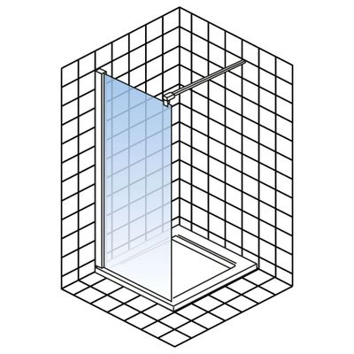 Paroi de douche à l'italienne 90x190 cm profilé noir verre sérigraphié galets 5 mm NewStyle - SCHULTE