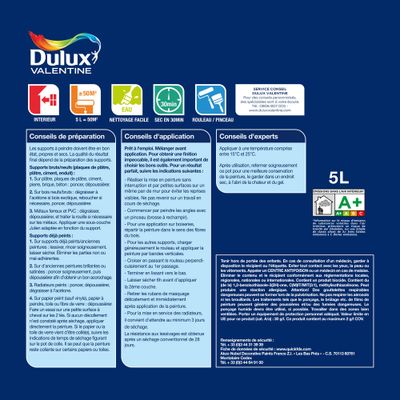 Peinture acrylique Tous Supports blanc satin 5 L - DULUX VALENTINE