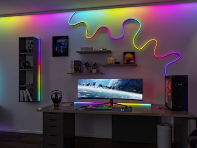 Ruban LED 12V RGBW multicolore 5m avec télécommande Noir - Black Neon PAULMANN