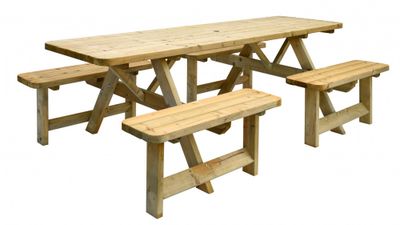 Table de pique nique Family en bois 240x155x78 cm OLG