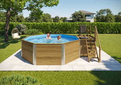 Piscine hors sol ronde bois massif Ø 397 cm  104 x 157 cm hauteur 116 cm - WEKA