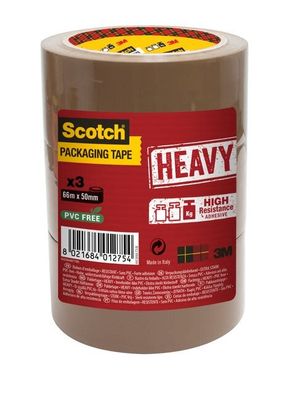 Ruban adhésif d'emballage havane 66 m x 50 mm par 3 - SCOTCH