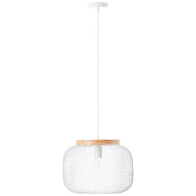 Suspension GIADA métal blanc et bois E27 Ø39 cm - BRILLIANT