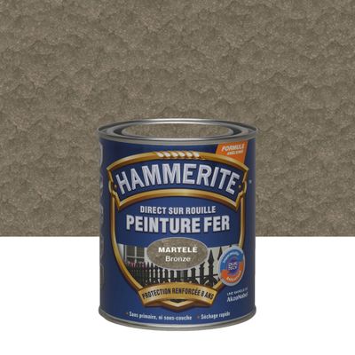 Peinture fer extérieur direct sur rouille Martelé Bronze 0.75 litre HAMMERITE