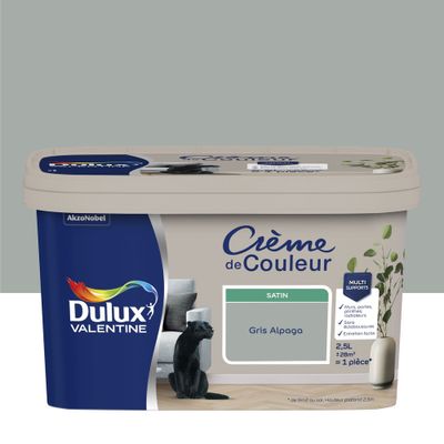 Peinture Crème de Couleur Gris Alpaga satin 2,5 L - DULUX VALENTINE