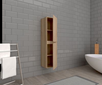Colonne de salle de bains Volta L30 x H120 x P30 cm bois mélaminé couleur bois