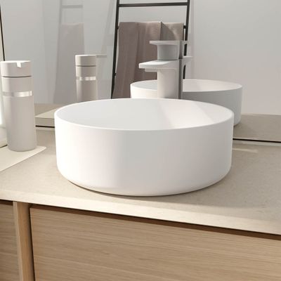 Vasque à poser ronde blanche mate 36x36x12cm - AURLANE