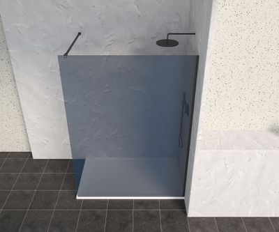 Paroi de douche à l'italienne 140x200 cm profilé noir verre fumé 8 mm Signature - OCEA