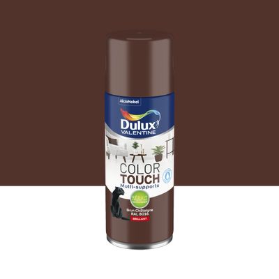 Bombe de peinture Color Touch brun châtaigne RAL 8016 brillant 400 mL - DULUX VALENTINE