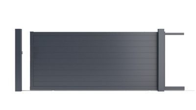 Portail coulissant Balthazar alu réversible 3m x 1m51 gris + motorisation COFRECO