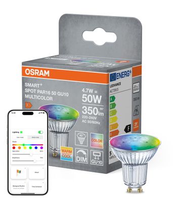Ampoule WIFI Spot GU10 4,9W=350 lumens RGBW - OSRAM