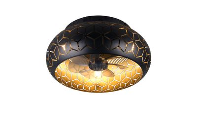 Ventilateur de plafond design 3xE27 + télécommande Noir/Or Ø50cm - Bidar REALITY
