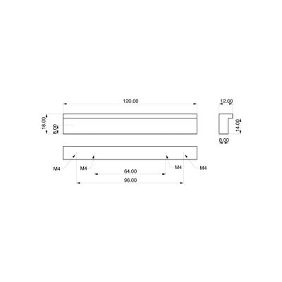 Poignée tirette aluminium  96 mm REI