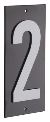 Plaque chiffre 2 à visser 56 x 130 mm fond noir THIRARD