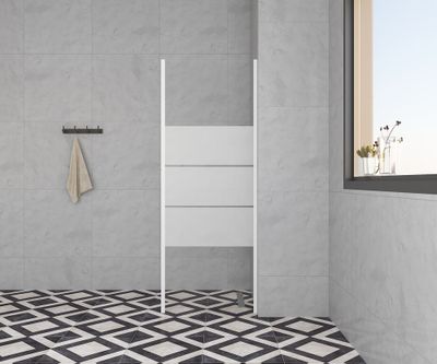 Paroi de douche latérale fixe 80x185 cm profilé blanc verre sérigraphié 4 mm Primera - OCEA