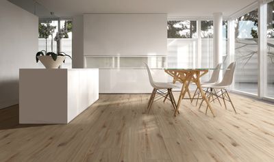 Sol stratifié décor chêne clair Organic ép 8 mm 24,2 x 128,5 cm paquet de 2.490 m² AC4 AJ TIMBER