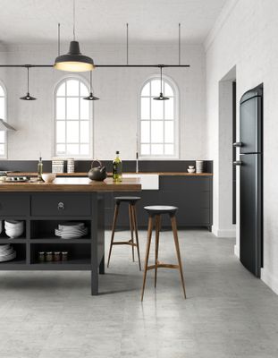 Sol PVC décor pierre blanche lumière volcanique BOOSTER rouleau de 2m vendu au m² GERFLOR