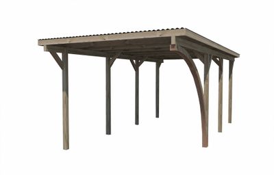 Carport simple -  606 Imprégné avec arc - 311 x 116 cm - toit PVC Livraison gratuite domicile WEKA