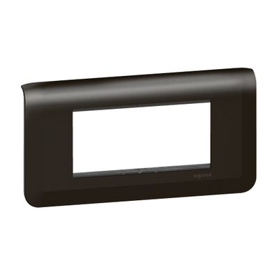 Plaque avec support 4 modules horizontale finition noire mat Mosaic LEGRAND