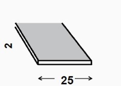 Profilé plat aluminium anodisé incolore 25 x 2 mm 1 m CQFD