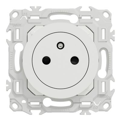 Prise affleurante 2 pôles + terre Odace 2025 blanc - SCHNEIDER ELECTRIC