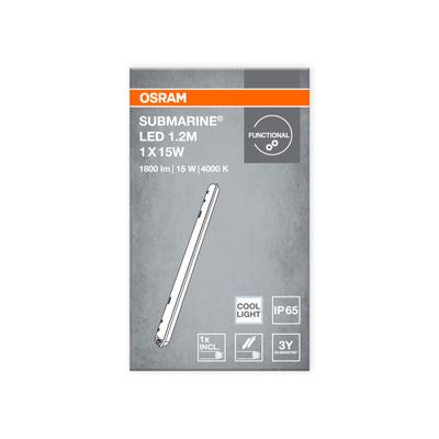 Réglette submarine étanche avec tube LED 15W 1800 lumens blanc neutre - OSRAM