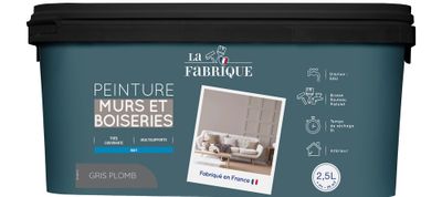 Peinture mur et boiserie Gris Plomb mat 2,5 L - LA FABRIQUE