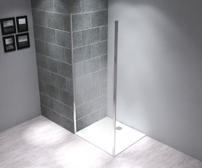 Paroi de douche latérale fixe 80x195 cm profilé chrome verre sérigraphié 6 mm Serenity - OCEA
