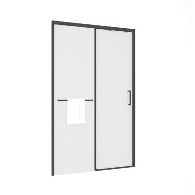 Porte de douche coulissante 100x200 cm profilé noir verre transparent 8 mm Signature - OCEA
