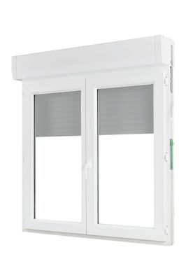 Fenêtre PVC blanc 2 vantaux volet roulant intégré H.95 x l.100 cm CLOSY