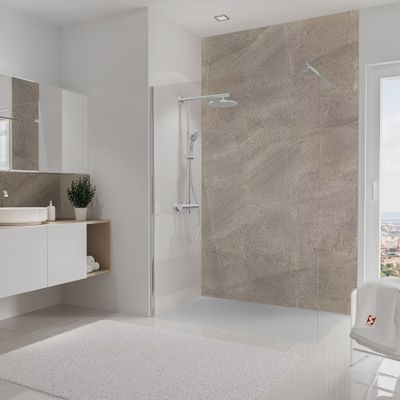 Panneau mural de douche 100x255 cm taupe sablé DecoDesign Décor - SCHULTE