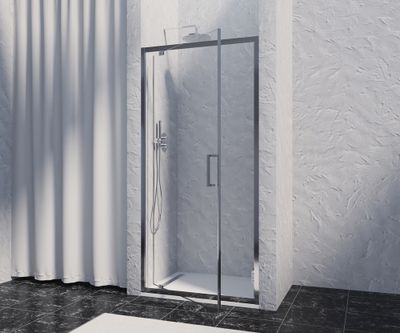 Porte de douche pivotante 100x200 cm profilé chrome verre transparent 8 mm Signature - OCEA