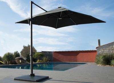 Parasol déporté led 2,70x2,7 m gris PROLOISIRS Livraison à domicile incluse