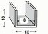 Profilé U aluminium brut 10 x 10 x 10 x 1 mm intérieur 8 mm 2 m CQFD