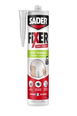 Mastic colle de fixation Fixer Sans Percer tous travaux cartouche 300 g - SADER
