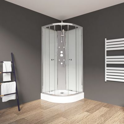 Cabine de douche hydromassante Lana gris 1/4 de rond 85 x 85 x 226 cm