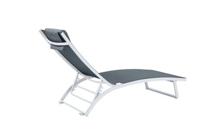 Bain de soleil aluminium blanc et textilène  gris VALENCIA - BOCARNEA