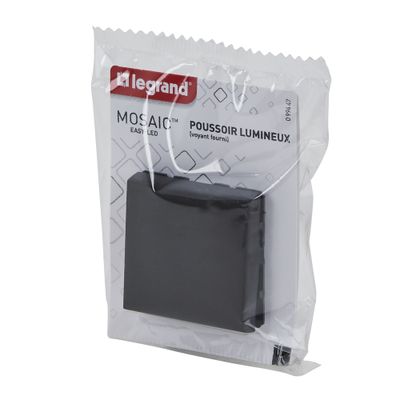 Bouton poussoir encastrable avec voyant lumineux 2 modules Noir - Mosaic LEGRAND