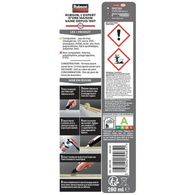 Mastic Spécial Matériaux Autos-Bateaux Transparent 280 ml RUBSON