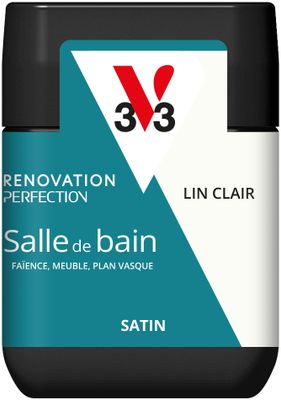 Peinture de rénovation pour salle de bain lin clair finition satinée 75 ml -V33
