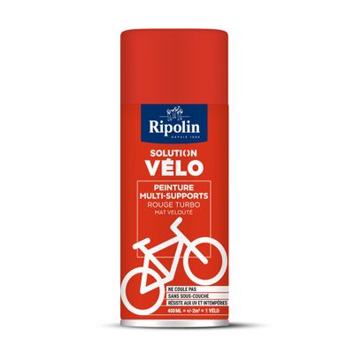 Bombe de peinture multi-supports solution vélo rouge turbo mat velouté 400 mL - RIPOLIN