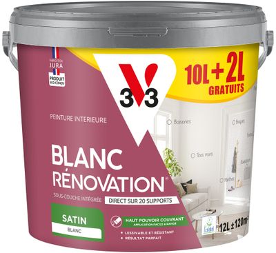 Peinture de rénovation multi- V33supports 2 en 1 satin 10 L + 2 L gratuits - V33