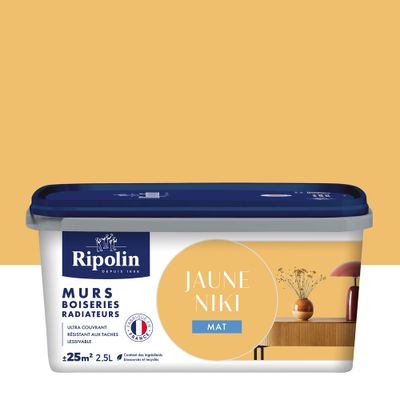 Peinture murs, boiseries et radiateurs jaune niki mat 2,5L RIPOLIN