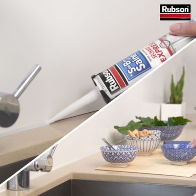 Mastic Silicone Salle de Bain Saine Séchage Express Transparent 280 ml RUBSON